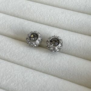 Silver gemstone stud earrings